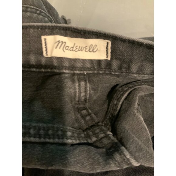Madewell Black Distressed Denim Rigid A-Line Mini Skirt, Size 27 - Picture 8 of 8